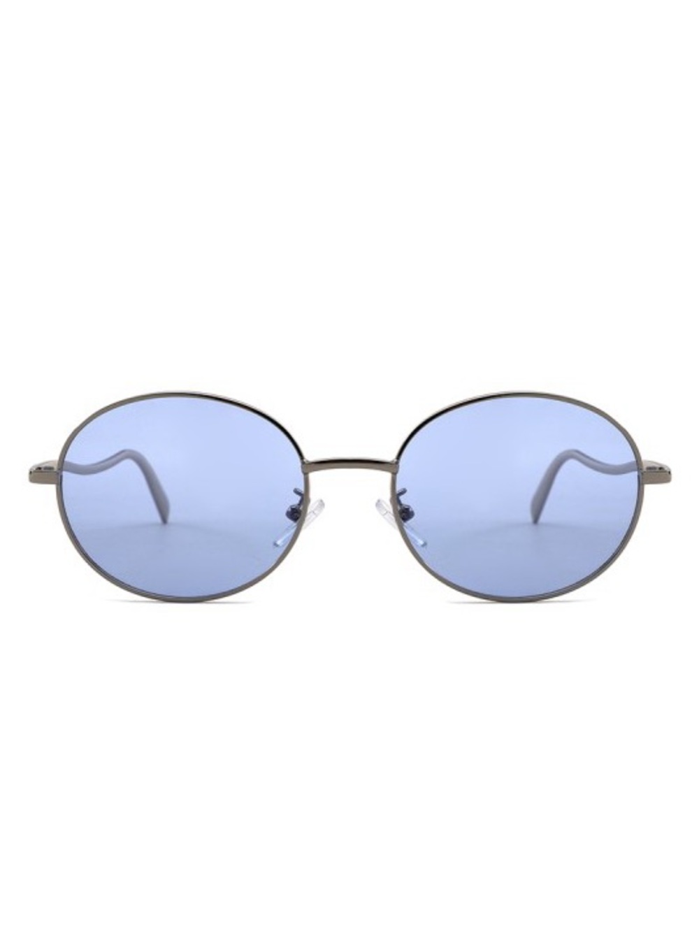 Round Blue Lens Metal Frame Sunglasses